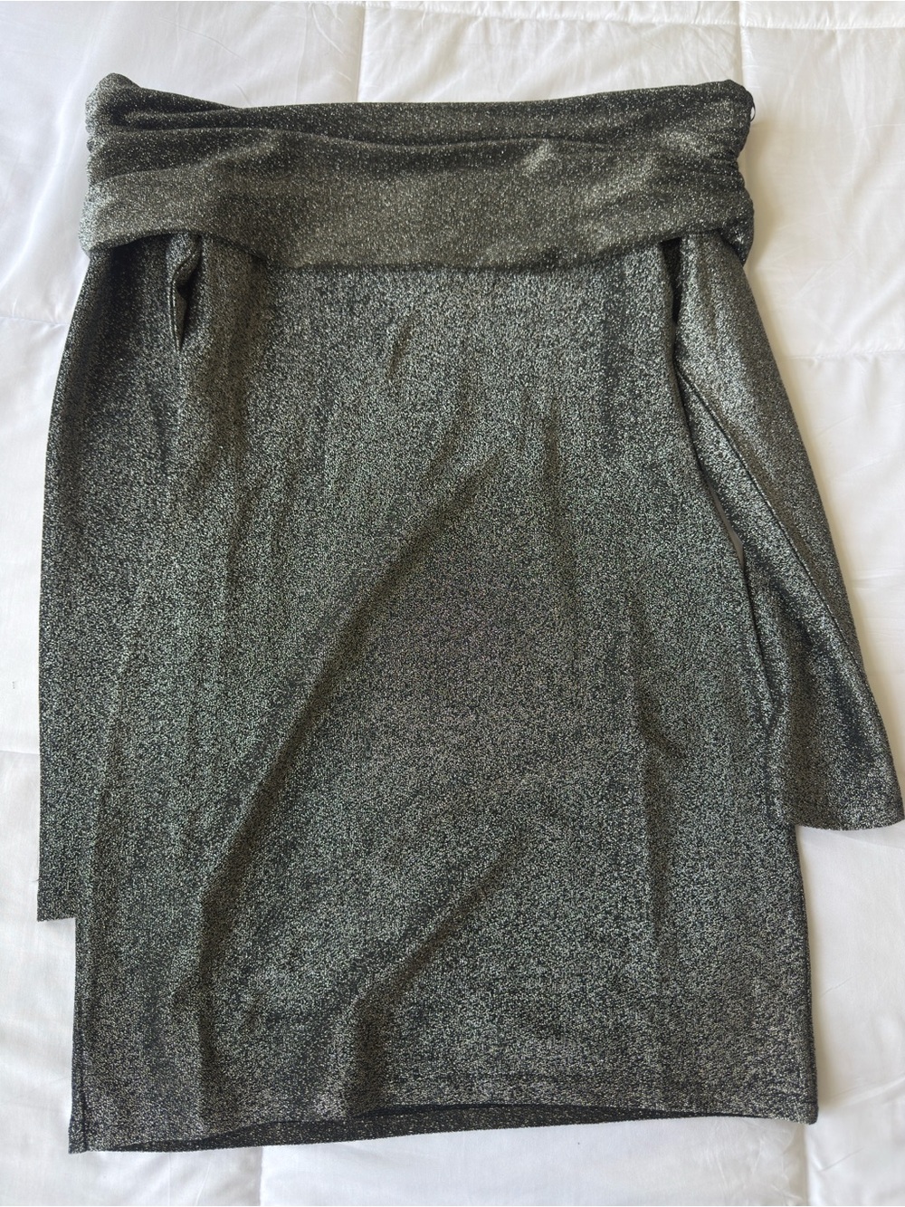 H&M Shimmery Fold-Over Pencil Skirt in Silver